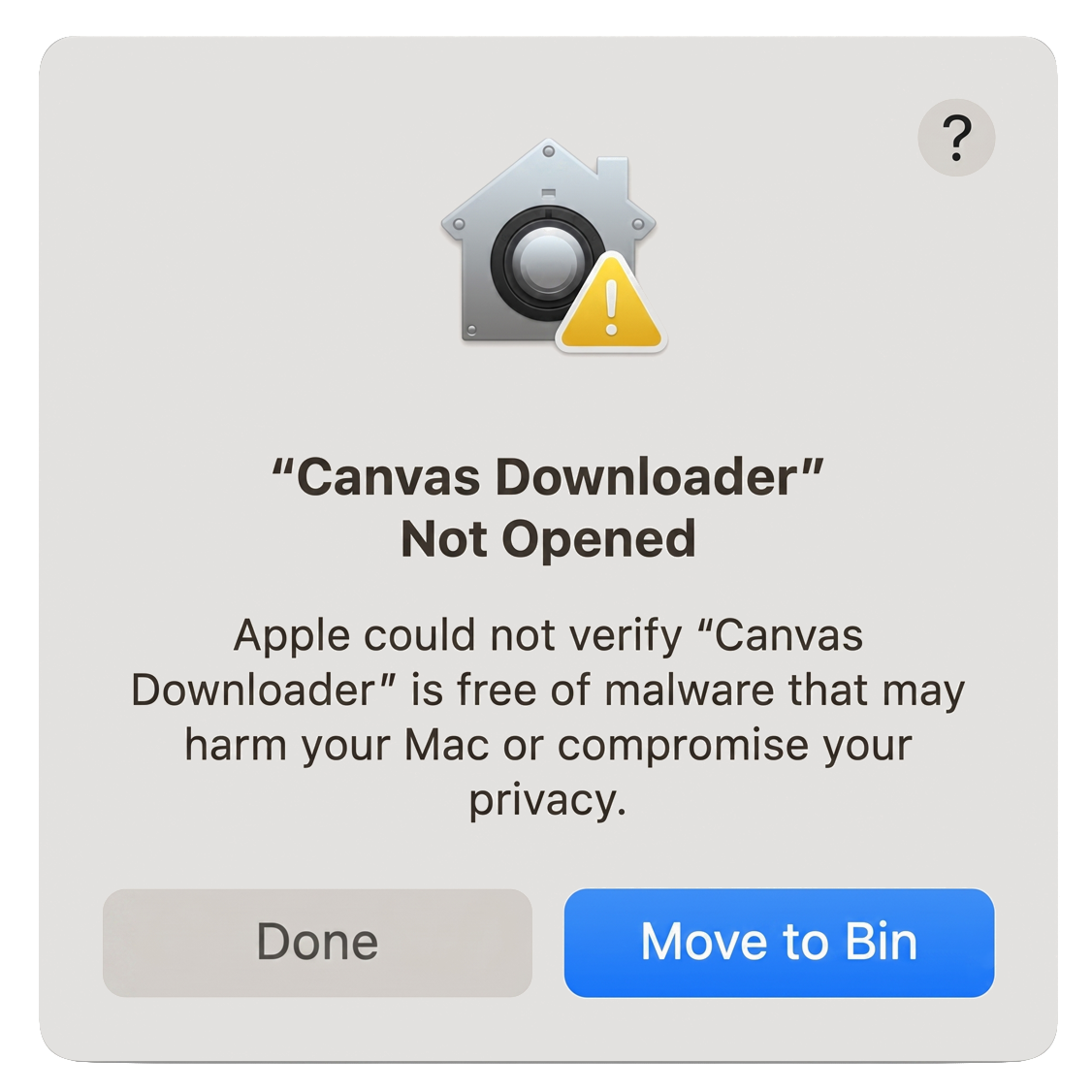 macOS Gatekeeper block dialog