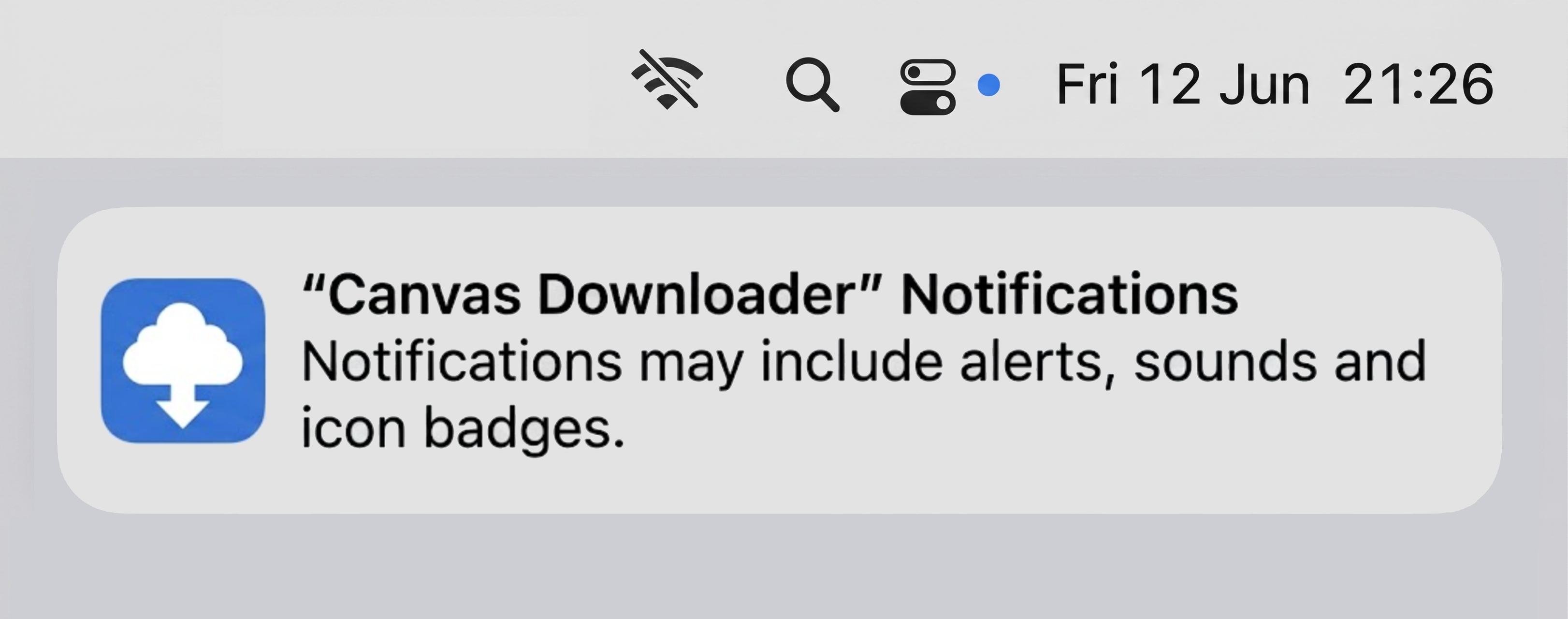 Canvas Downloader notification permission prompt